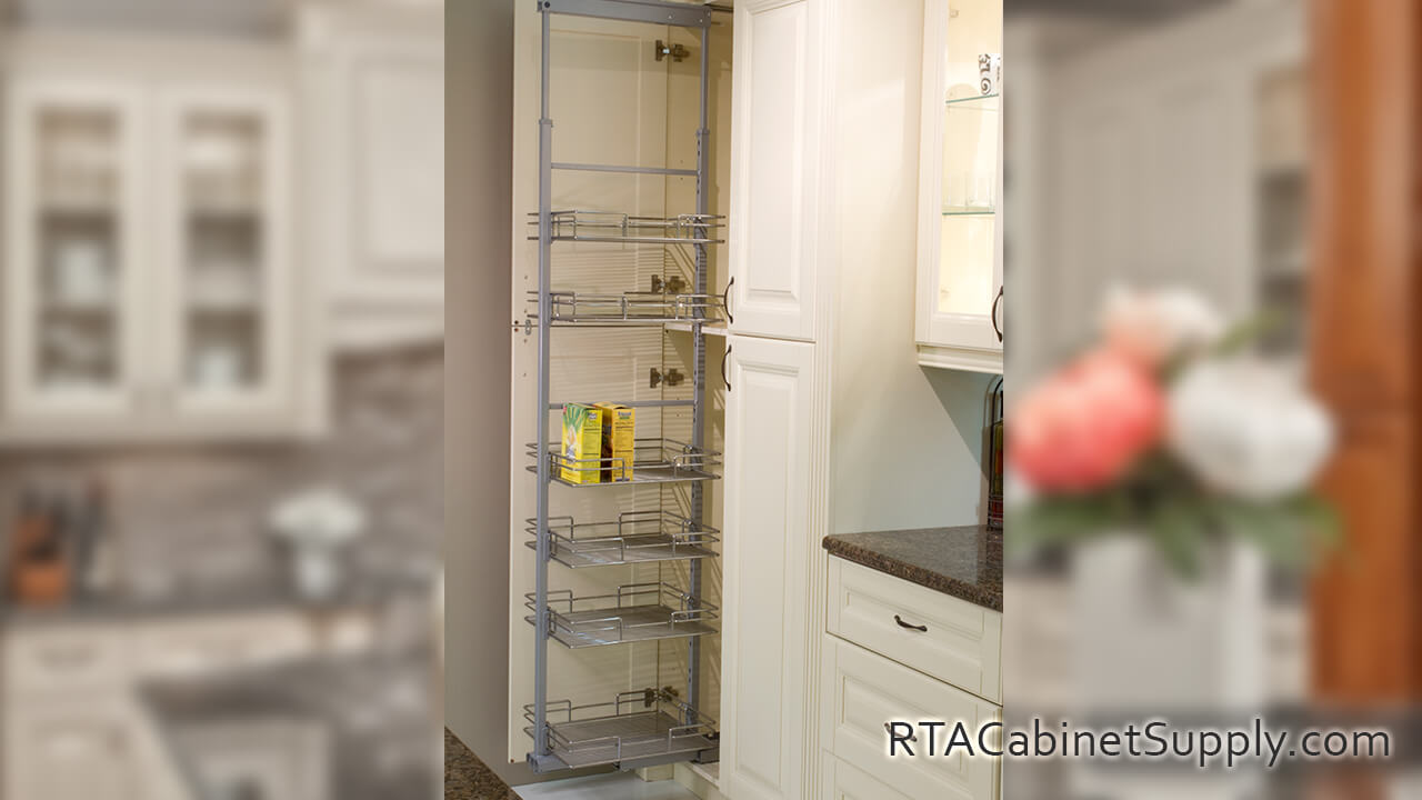 Holmdel Cream kitchen close up view with a pantry cabinet.
