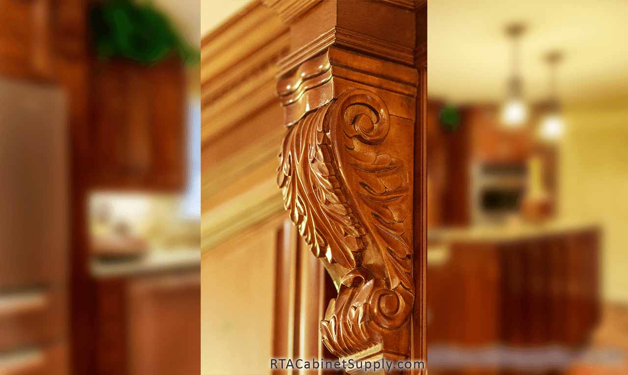 Coffee Cherry kitchen angle view with a corbel.